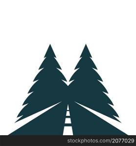pines tree road way icon vector illustration design template