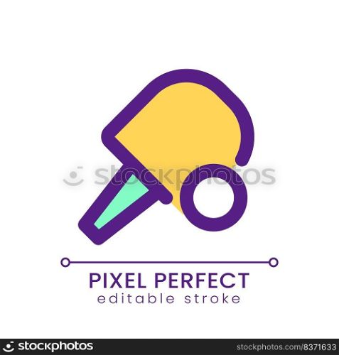 Ping pong pixel perfect RGB color ui icon. Game with ball and racket. Simple filled line element. GUI, UX design for mobile app. Vector isolated pictogram. Editable stroke. Poppins font used. Ping pong pixel perfect RGB color ui icon