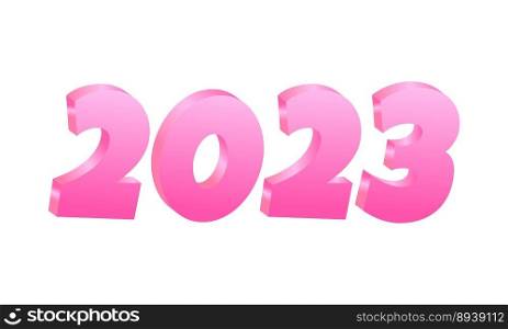 Pink 2023 with 3D hanging number. Greeting concept for 2023 new year celebration. Vector. Pink 2023 with 3D hanging number. Greeting concept for 2023 new year celebration