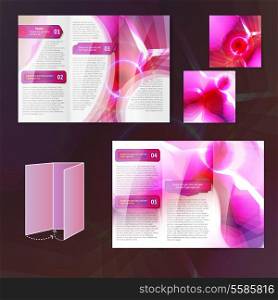 Pink abstract design paper brochure leaflet tri-fold design template elements isolated vector illustration
