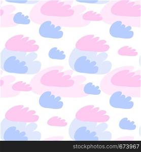 Pink and blue clouds seamless pattern. Vector design baby illustration for fabric, wallpaper, for kids goods on a white background.. Pink and blue clouds seamless pattern. Vector design baby illustration