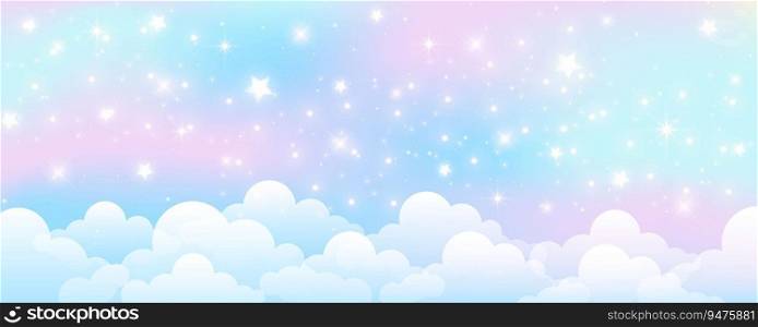 Pink and blue sky. Pastel gradient background with fluffy clouds. Abstract vector blurred illustration. Sunny heaven panorama wallpaper.. Pink and blue sky. Pastel gradient background with fluffy clouds. Abstract vector blurred illustration. Sunny heaven panorama wallpaper