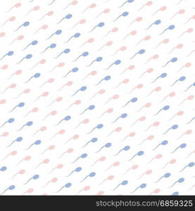 pink and blue spermatozoids icons on white background, seamless pattern vector