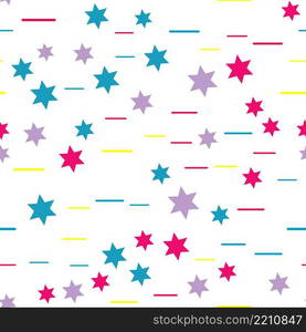 pink and blue stars and stripes on a white background.For fabric, baby clothes, background, textile, wrapping paper and other decoration. Vector seamless pattern EPS 10