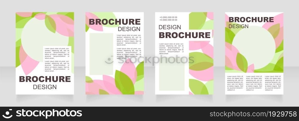 Pink and green leaves blank brochure layout design. Festive event. Vertical poster template set with empty copy space for text. Premade corporate reports collection. Editable flyer paper pages. Pink and green leaves blank brochure layout design