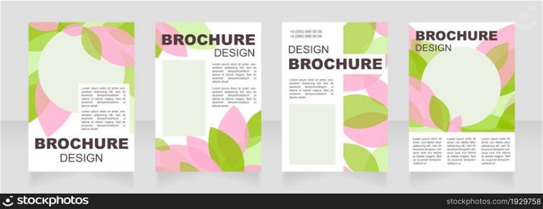 Pink and green leaves blank brochure layout design. Festive event. Vertical poster template set with empty copy space for text. Premade corporate reports collection. Editable flyer paper pages. Pink and green leaves blank brochure layout design