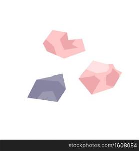 Pink and lilac simple crystals on a white background. Magic, witchcraft, jewelry, treasures. Hand drawn vector isolated single illustration.