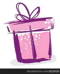 Pink and purple gift box drawing vector or color illustration