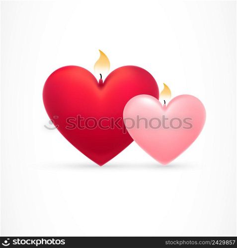 Pink and red beautiful hearts with flames. Celebration, romance, love. Valentines day concept. Can be used for greeting cards, posters, leaflets and brochure
