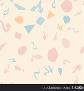 Pink and turquoise graffiti textured arrows and geometric shapes seamless pattern ethnic background. Design for wrapping paper, wallpaper, fabric print, backdrop. Vector illustration.. Pink and turquoise graffiti textured arrows and geometric shapes seamless pattern ethnic background.