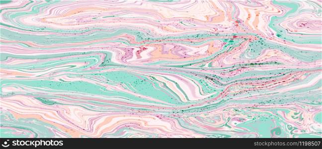 Pink and turquoise swirls of agate. Liquid swirls of marble texture. Fluid modern artwork. For wallpapers, banners, posters, cards, invitations, design covers, presentation. Vector illustration.. Pink and turquoise swirls of agate. Liquid swirls of marble texture.
