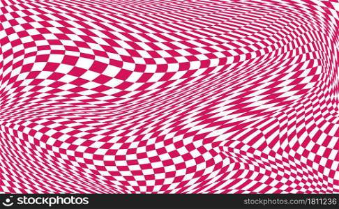 Pink and white distorted checkered background