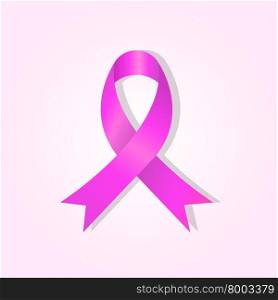 Pink awareness ribbon on pink glow background, stock vector
