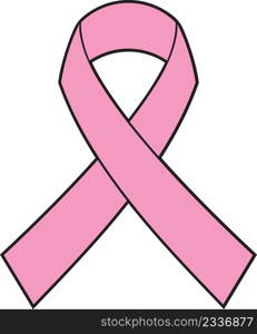 Pink Awareness Ribbon Vector Illustration. Breast cancer design.