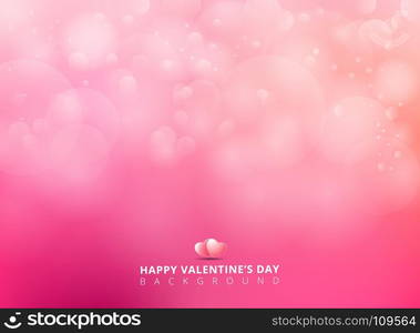 Pink background with bokeh blurred soft and light. Happy Valentines Day Card Design. Vector illustration