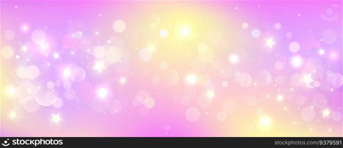 Pink background with bokeh. Light pastel sky with glitter stars. Cute soft gradient blurred wallpaper. Lovly fantasy magic design. Vector. Pink background with bokeh. Light pastel sky with glitter stars. Cute soft gradient blurred wallpaper. Lovly fantasy magic design. Vector.