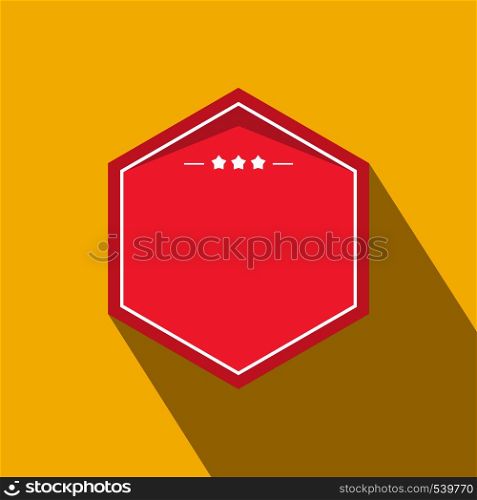 Pink badge with three stars icon in flat style on a yellow background. Pink badge with three stars icon, flat style