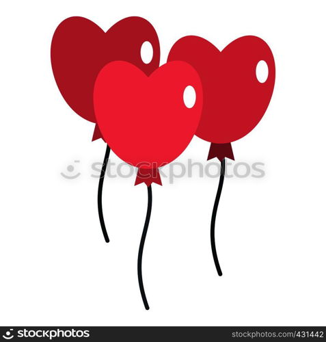 Pink balloons in the shape of heart icon flat isolated on white background vector illustration. Pink balloons in shape of heart icon isolated