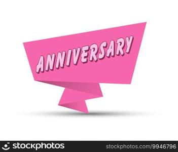Pink banner with the word ANNIVERSARY. Simple stock vector illustration 