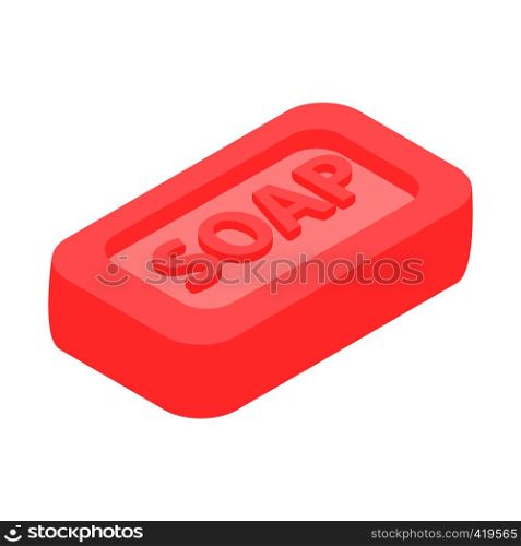 Pink bar of soap 3d isometric icon isolated on a white background. Pink bar of soap 3d isometric icon