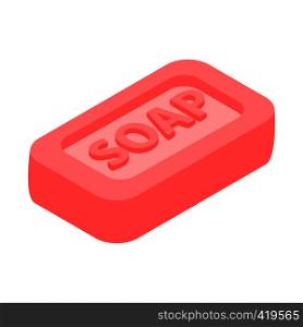 Pink bar of soap 3d isometric icon isolated on a white background. Pink bar of soap 3d isometric icon