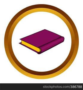 Pink book vector icon in golden circle, cartoon style isolated on white background. Pink book vector icon