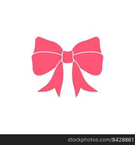 Pink bow design in various shapes Isolated on white background