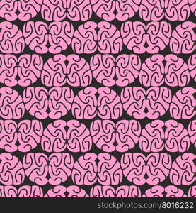 pink brain seamless patternna black background. Vector illustration&#xA;