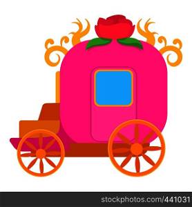 Pink brougham, for little princess icon. Cartoon illustration of pink brougham, for little princess vector icon for web. Pink brougham, for little princess icon