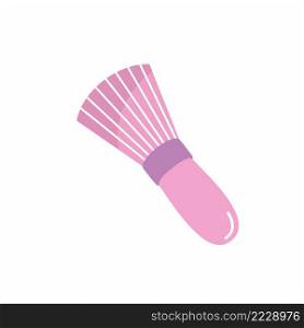 Pink brush for applying cosmetics. Vector flat symbol.