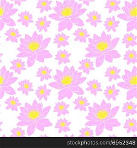 pink bud of a blooming lily, seamless pattern isolated on a white background