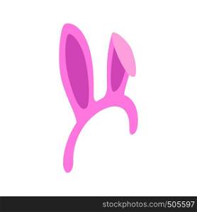 Pink bunny ears icon in isometric 3d style on a white background. Pink bunny ears icon, isometric 3d style