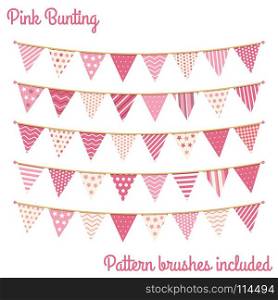Pink Bunting. Pink bunting, design elements for decoration of greetings cards, invitations etc, vector eps10 illustration