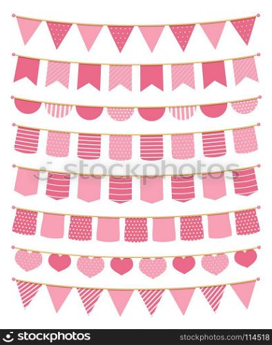 Pink Bunting. Pink bunting, design elements for decoration of greetings cards, invitations etc, vector eps10 illustration