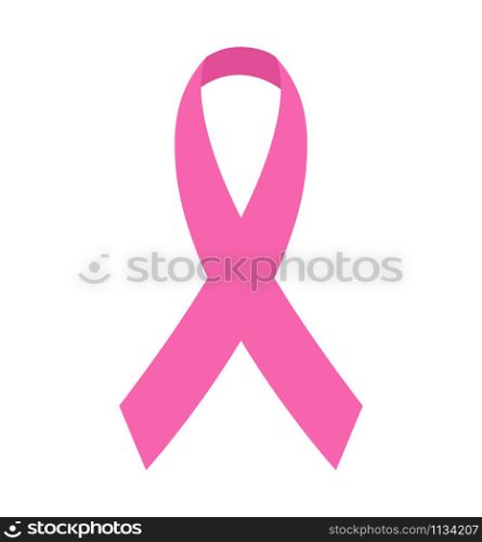 Pink cancer ribbon on a white background vector illustration isolated. Pink cancer ribbon on a white background vector illustration