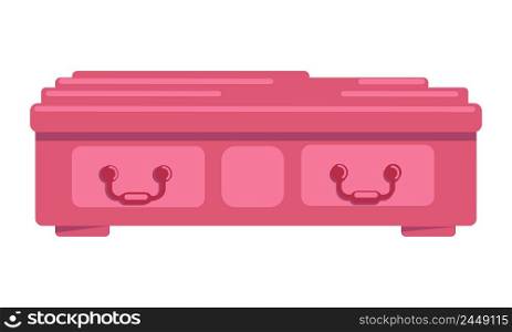 Pink casket semi flat color vector object. Burial container. Full sized item on white. Funeral service. Memorial product. Simple cartoon style illustration for web graphic design and animation. Pink casket semi flat color vector object