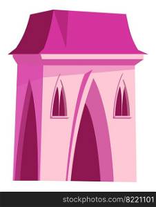 Pink castle for fairy princess, cartoon vector illustration isolated. Pink castle for fairy princess, cartoon vector