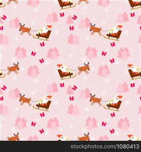 Pink Christmas and Santa claus seamless pattern. Cute Christmas concept.