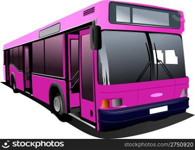 Pink city bus. Coach. Vector illustration
