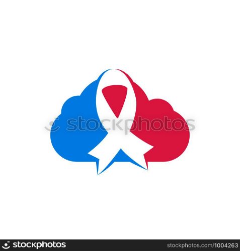Pink cloud ribbon vector logo design. Breast cancer awareness symbol. October is month of Breast Cancer Awareness in the world.