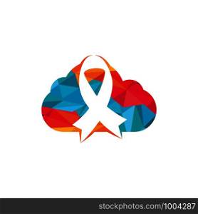 Pink cloud ribbon vector logo design. Breast cancer awareness symbol. October is month of Breast Cancer Awareness in the world.