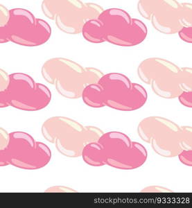 Pink clouds seamless pattern. For fabric design, textile print, wrapping paper, cover. Vector illustration. D13052023-08