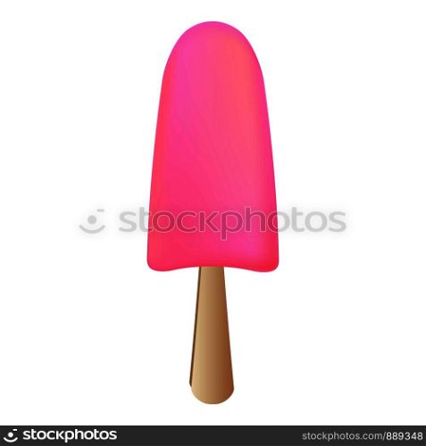Pink cold popsicle icon. Cartoon of pink cold popsicle vector icon for web design isolated on white background. Pink cold popsicle icon, cartoon style