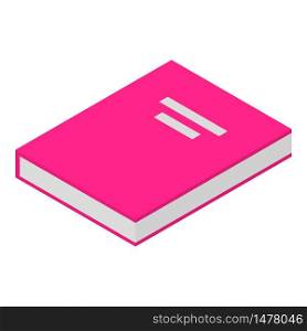 Pink color book icon. Isometric of pink color book vector icon for web design isolated on white background. Pink color book icon, isometric style