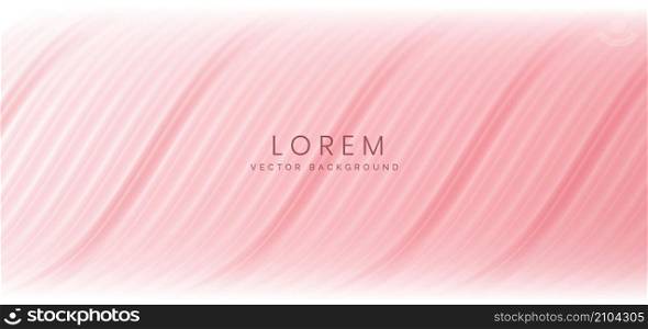 pink color curved wavy curtain backgroung and texure. Minimal scecne studo room. Vector illustration