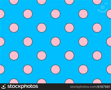 pink colour polka dots pattern over deep sky blue useful as a background. pink color polka dots over deep sky blue background