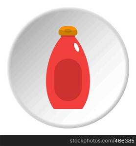 Pink cream bottle icon in flat circle isolated on white background vector illustration for web. Pink cream bottle icon circle