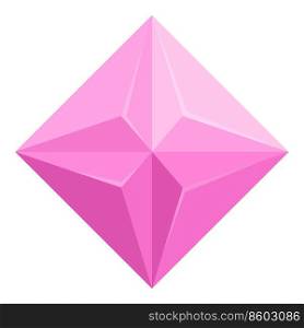 Pink crystal icon cartoon vector. Purple stone. Gem crystal. Pink crystal icon cartoon vector. Purple stone