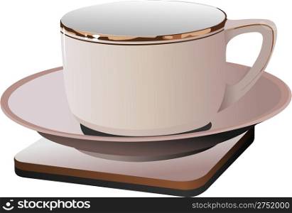 Pink cup of coffee. Vector illustration
