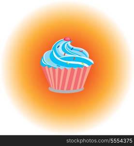 Pink cupcake with blue cream